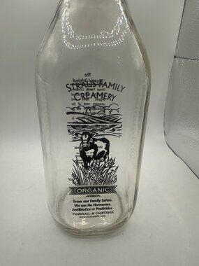Straus Family Creamery 946ml Glass Milk Bottle With Blue Lid Organic Dairy